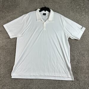 Oakley Polo Shirt Mens 2XL White Black Short Sleeve Logo Polyester Casual